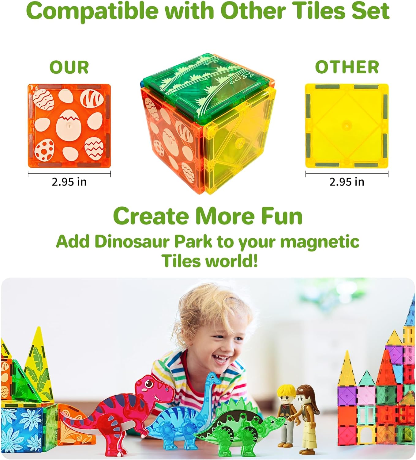 Animal Block Toys, Magnetic Tiles Dinosaurs Magnet Building Blocks Toys , Gears Construction Magnetic Tile, for Kids, Connecting, Stack, and Build with Blocks, and Bricks, Educational Magnet Building Toys Set for Toddlers Creative