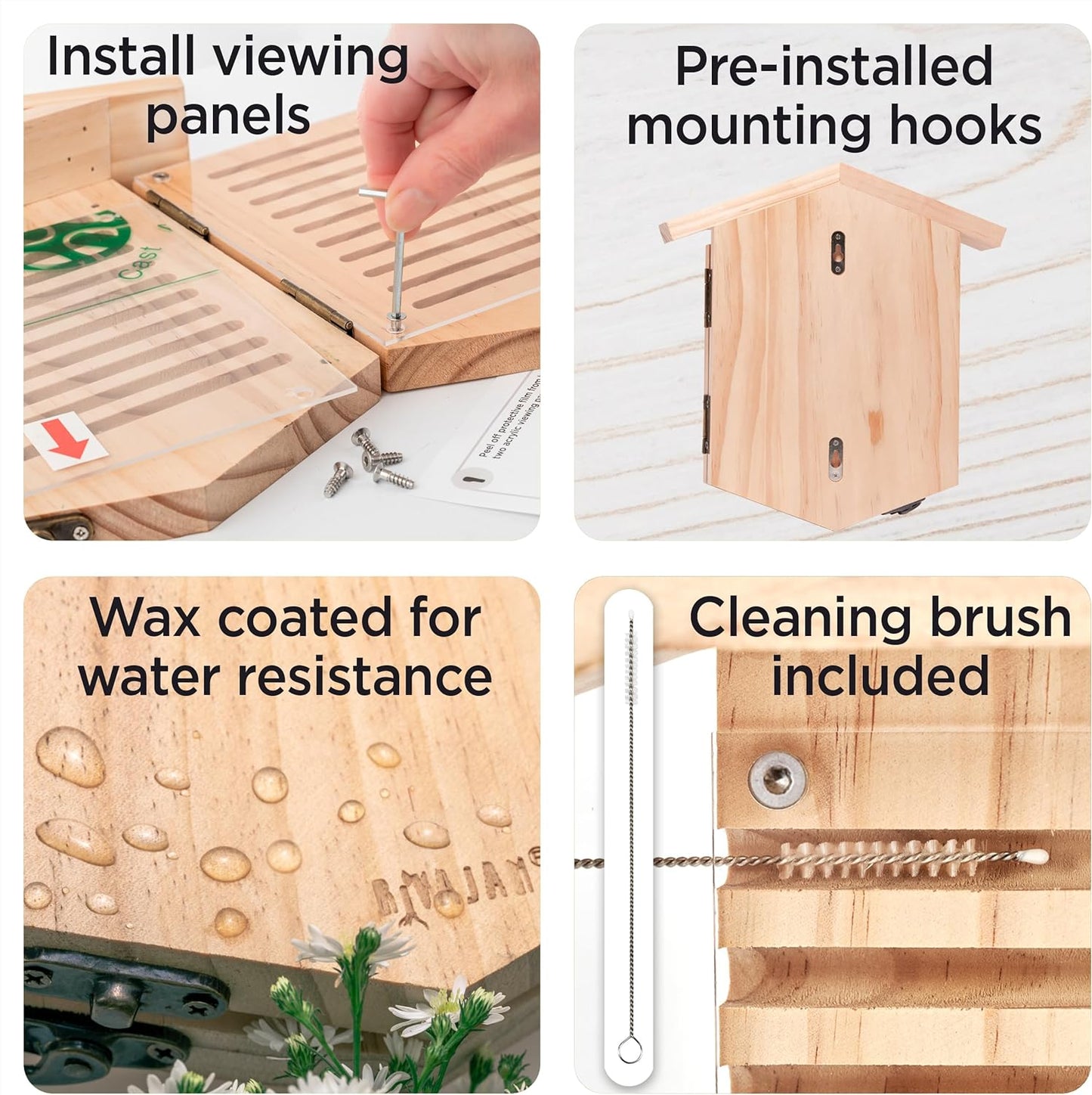 Native Bee Habitat Observatory, Nature Kit Bug Hotel, Bee House for Pollinator Bees, Mason Bee Houses for Pollinating Bees, Bug Habitat Toys for Kids 3-5 - Toyigo