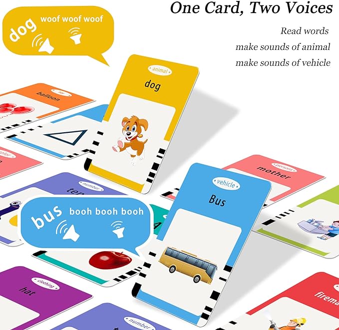 Talking Flash Cards for Toddlers 1 2 3 4 5, Speech Therapy Toys Autism Toys, ABC 123 Sight Words - 255 Cards-510 Sides, Educational Learning Interactive Toys with Giftable Package - Toyigo