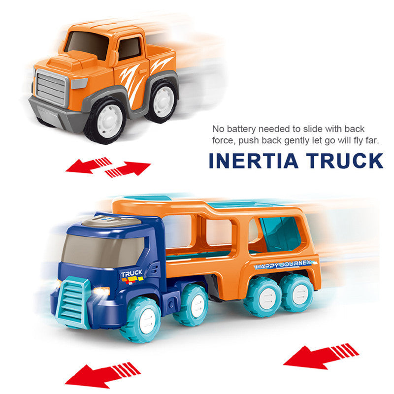 Double-Decker Transport Vehicle with Sound & Light, Includes Pull-Back Airplane & Car, Perfect Gift for Boys (Large)