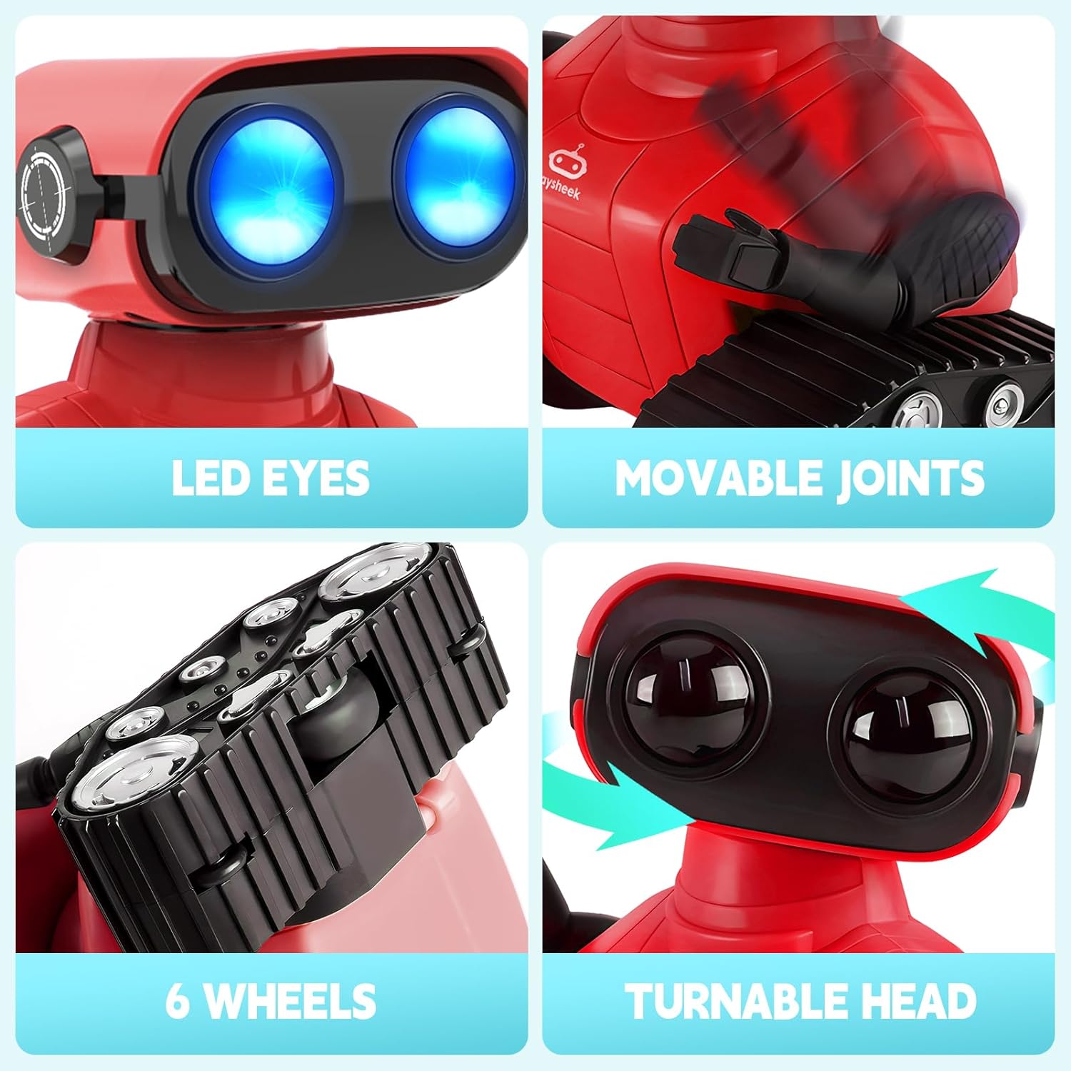 Robot Toys Remote Control Robot Toy Rechargeable Emo Robot with Auto-Demonstration Kids Robot RC Robot for Kids Smart Robot Gift for Children Age 3 Years and Up Red - Toyigo