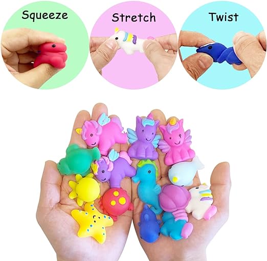 36 PCS Mochi Squishy Toys, Dinosaur Unicorn Sea Animals Stress Relief Toys, for Kids Boys Girls Party Favors Birthday Gifts