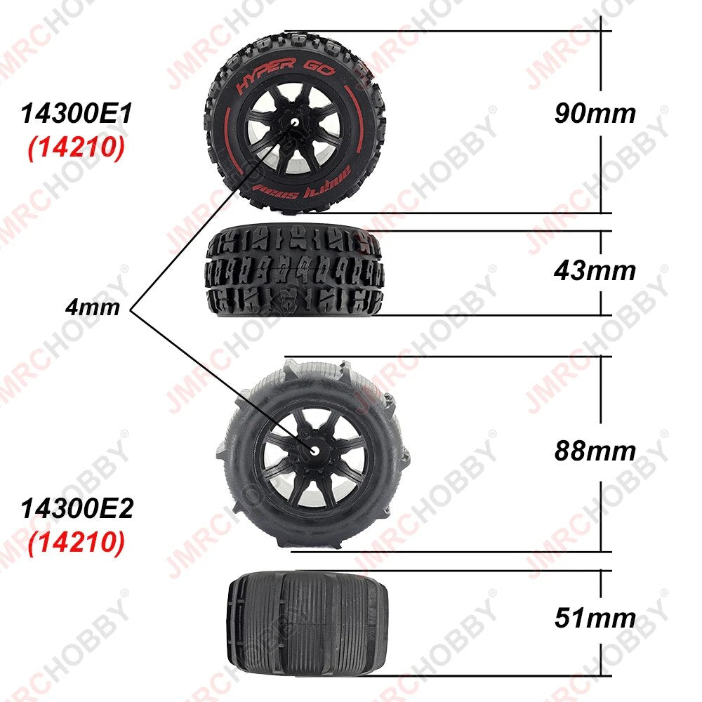 RC 28 Car Spare Parts, All Off-Road Wheel Original Replacement Accessories, Metal Chassis Body Shell Paddle Off-Road Wheel Original Replacement 28 Accessories Spare Parts For MJX Hyper Go 14209 And 14210 - Toyigo