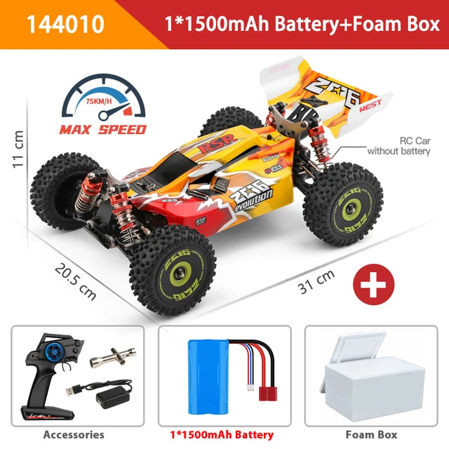 RC Cars, 75KM/H Remote Control Car, Fast RC Cars with 2 Batteries RC Buggy Off-Road Drift Car, 2.4G RC Car Brushless 4WD Electric High Speed Off-Road Remote Control Drift Toys - Toyigo