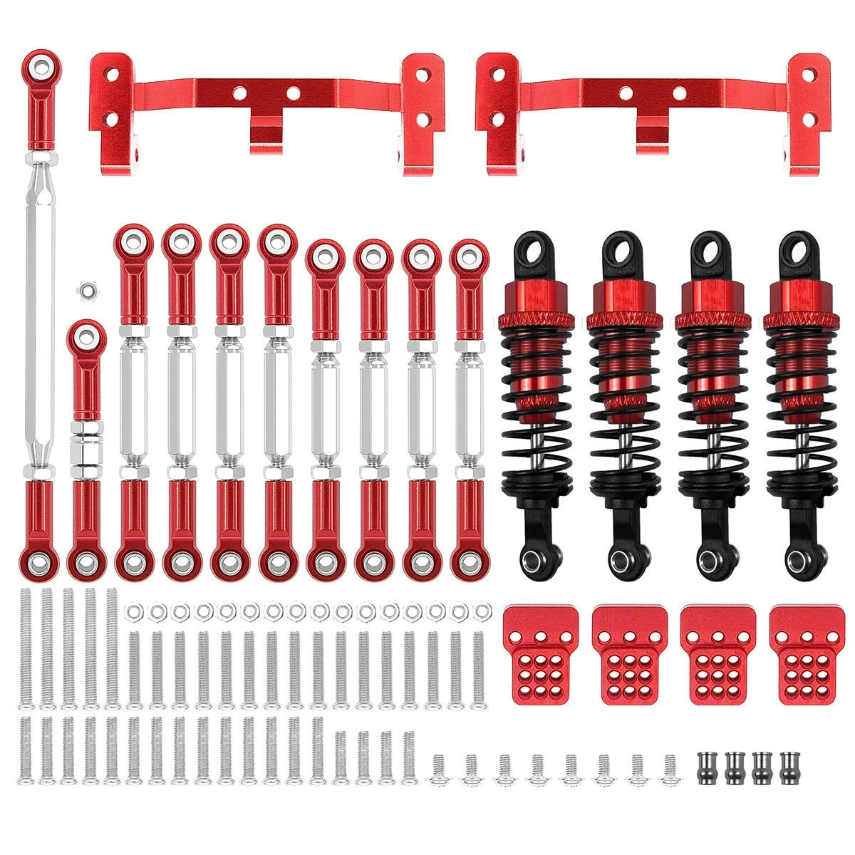 RC Car Accessories, WPL C14 C24 MN D90 MN99S Metal Chassis Link Rod Pull Rod Mount Holder Shock Absorber Sets, RC Car Upgrades Parts Accessories - Toyigo