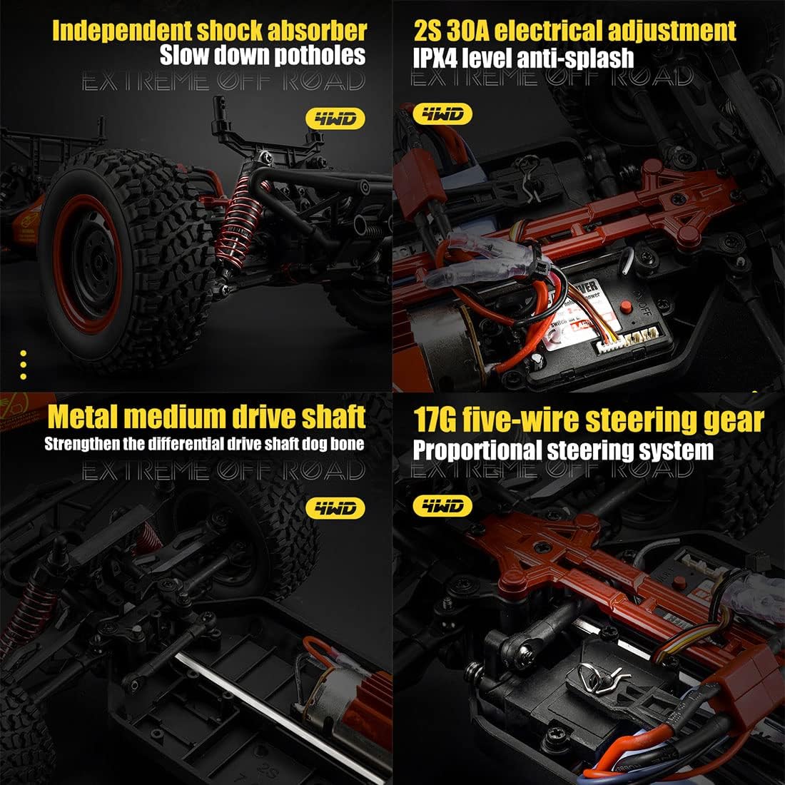 RC Car With LED, Remote Control Off-road Cars, 16106 1:16 50KM/H 4WD, High Speed Drift Monster, RC Truck for Kids vs Wltoys 144001 Toys