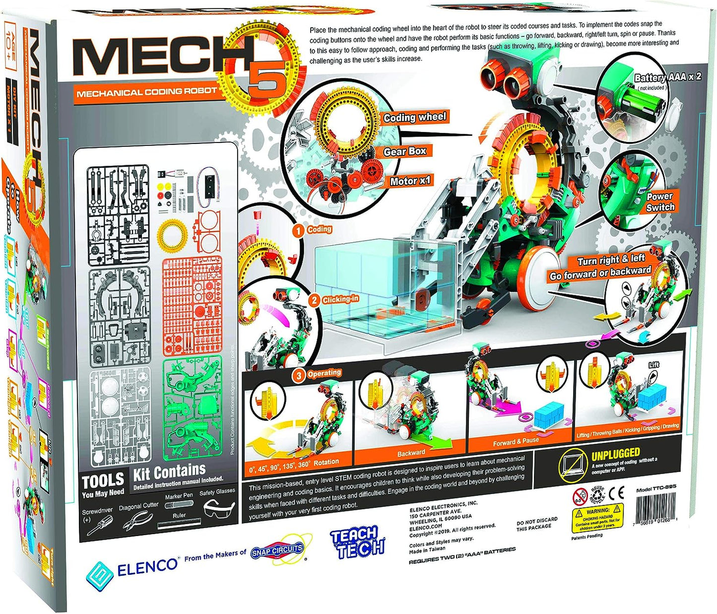 Mechanical Coding Robot Toys, Teach Tech Mech-5 Robot Toy, Educational Coding Robot, Hands-on Coding Robot Hands-on Coding Robot toys for Kids