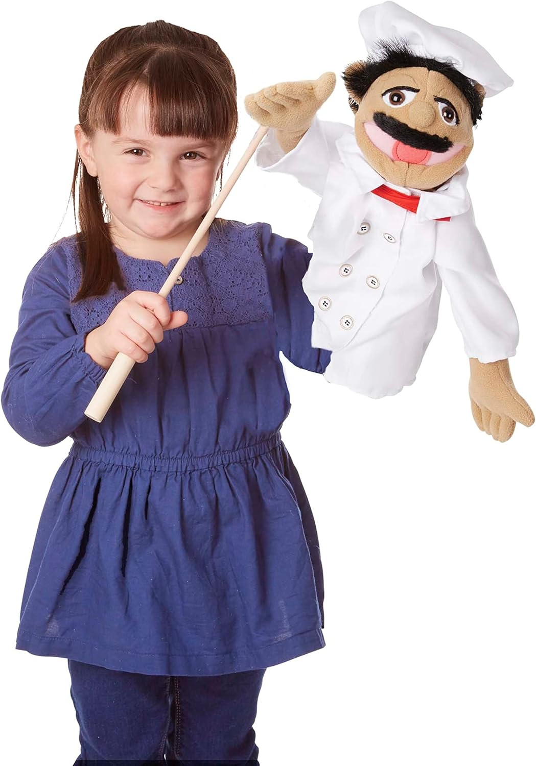 Chef Puppet (Al Dente) with Detachable Wooden Rod - Pretend Play Chef Puppet Chef Pepe