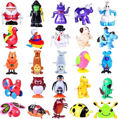 25pcs Wind-up Animals Toys Flipping Walking Jumping Clockwork Bulk Toys for Kids Birthday Gift Party Favors, Games Toys Kids Prizes, Treasure Box Toys, Prize Box, Pinata Stuffers