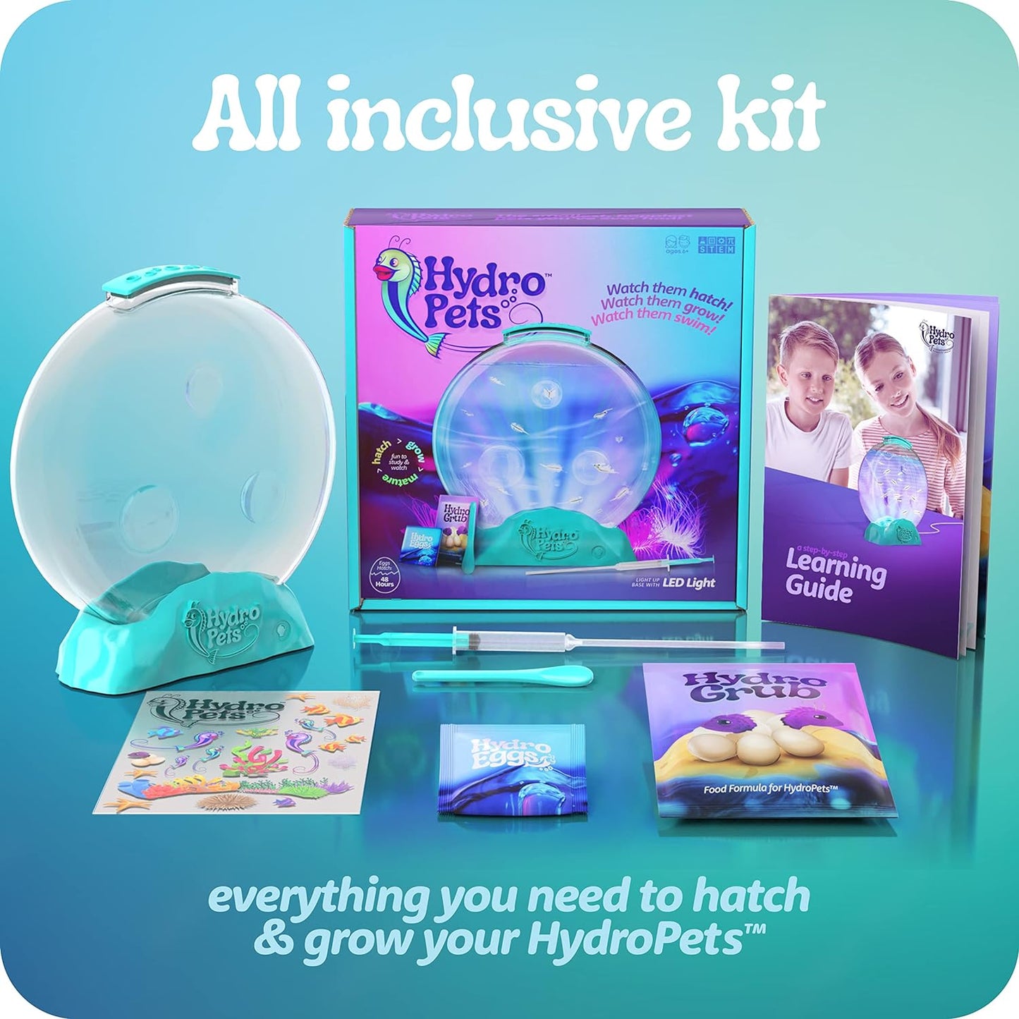 Live Sea Pets Habitat Kit, Light Up Tank, Science Experiments Kit, Educational STEM Kids Toys for Boys & Girls Age 6, 7, 8, 9, 10-12+ Year Old Toy Gifts, Hatch & Grow Aquatic - Toyigo