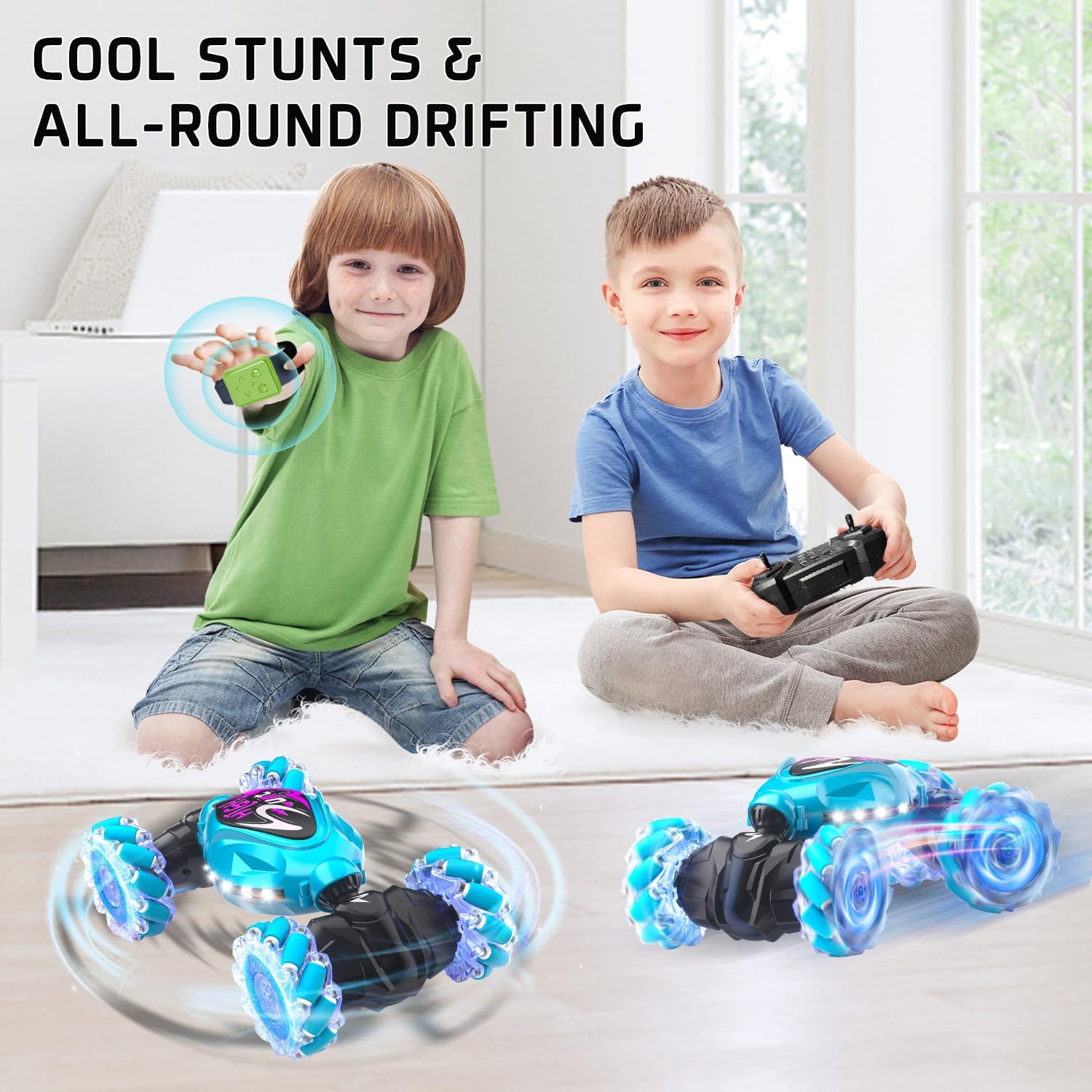 Remote Control Car, RC Stunt Twist Car Toys, 2.4Ghz 4WD New Gravity Gesture Sensing Remote Control Car Toys, for 6-12 yr Boys & Girls, Car with Light Music  for Kids - Toyigo