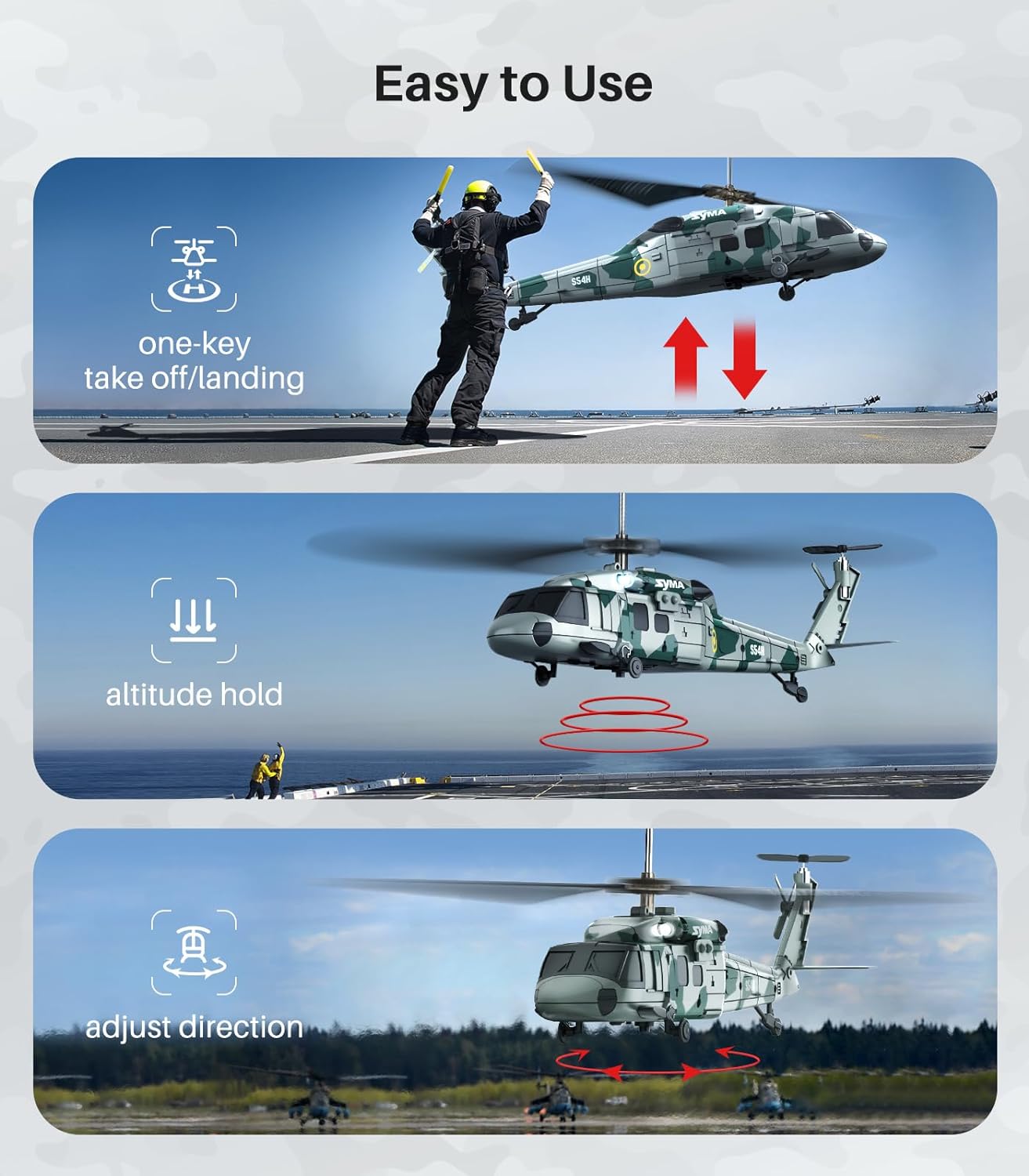 RC Military Helicopters, Remote Control Helicopter, Army Fans with Lifelike Simulation, Stunning Night Flights, Upgraded Protection System, 3.5 Channel,Altitude Hold for Kids Adults - Toyigo