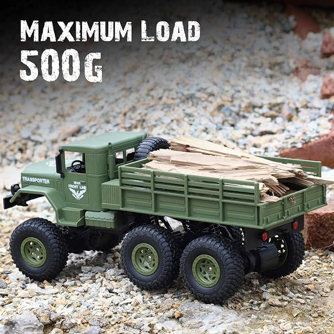 RC Military Truck, JJRC Q69 Off-Road Remote Control Car, 50 Minutes Playing Time, 2.4Ghz 4WD 1:18 Scale Toy Vehicle for Kids - Toyigo