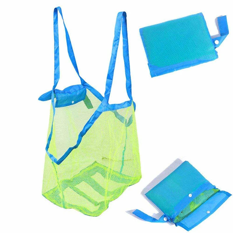 Mesh Beach Bag,  Beach Toy Tote Bag, Children's Toy Storage Bag, Protable Mesh Bag Kids Bath Toys, Storage Bags,  Swimming Large Beach Bag, Shells, Clothes and Towels When Playing on The Beach - Toyigo