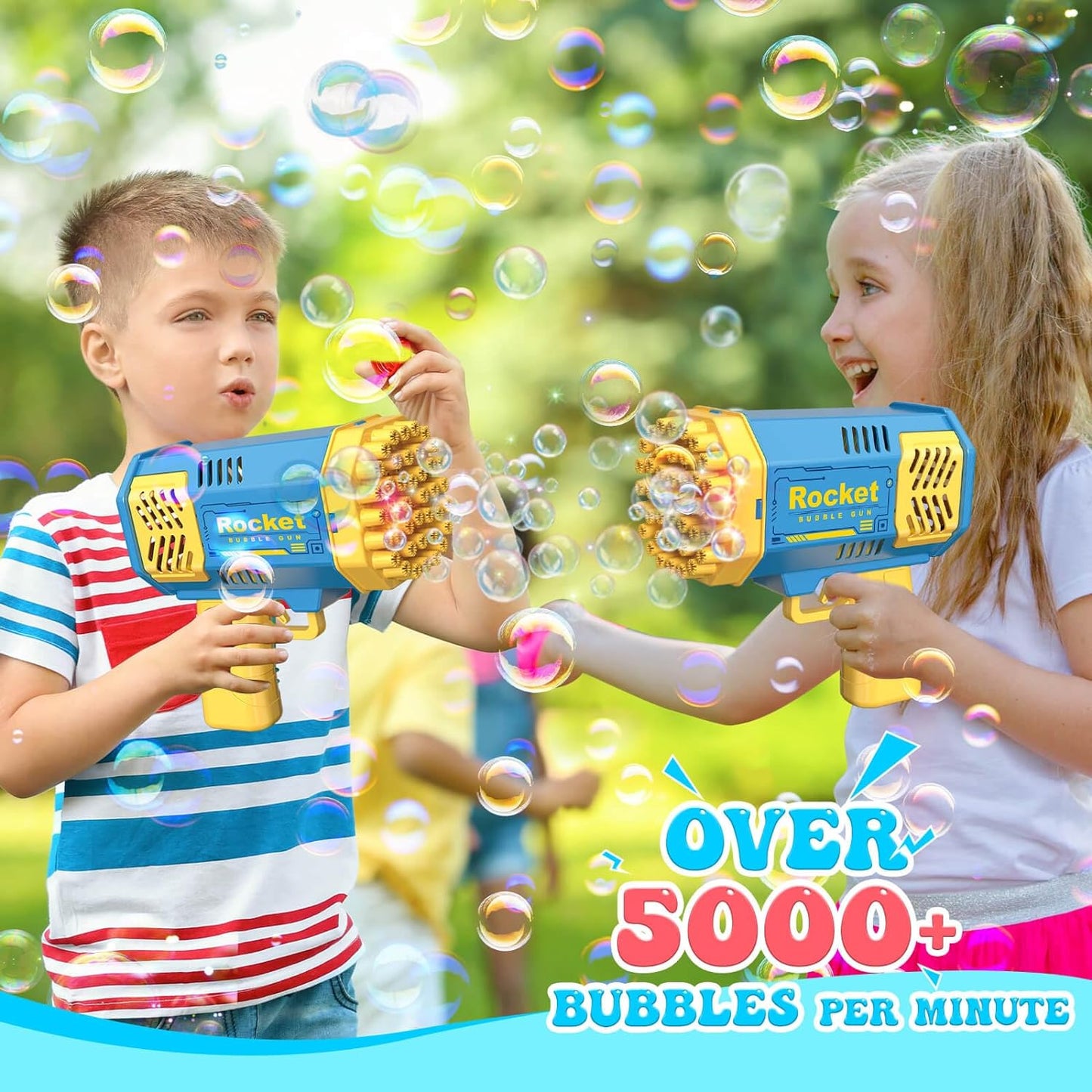 Toys for 3-8 Year Old Boys Girls, 2 Pack Bubble Machine for Kids with Bubble Solution, Gifts for 3 4 5 6 7 8 Years Old Boy Birthday Toy for Kid Toddlers Ages 4-6 Outdoor Wedding Bubbles Wands