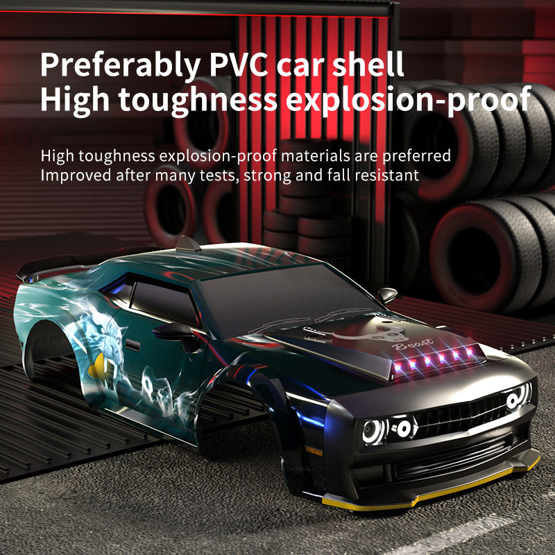 1/16 Scale 2.4G Full Proportional 4WD Brushed High-Speed RC Drift Car with LED Lights