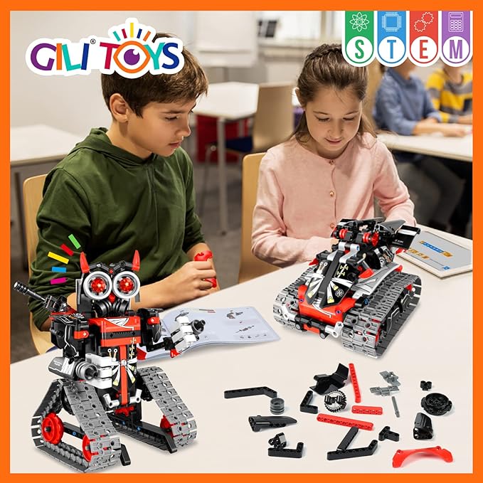 Remote Control, STEM Building Kit GILI Robot Building Remote Control  3 in 1 Educational Toys for 6 7 8 9 10 11 12 + Year Old Boys Birthday Gifts Tracked Racer Car Tank Robotics for Kids - Toyigo