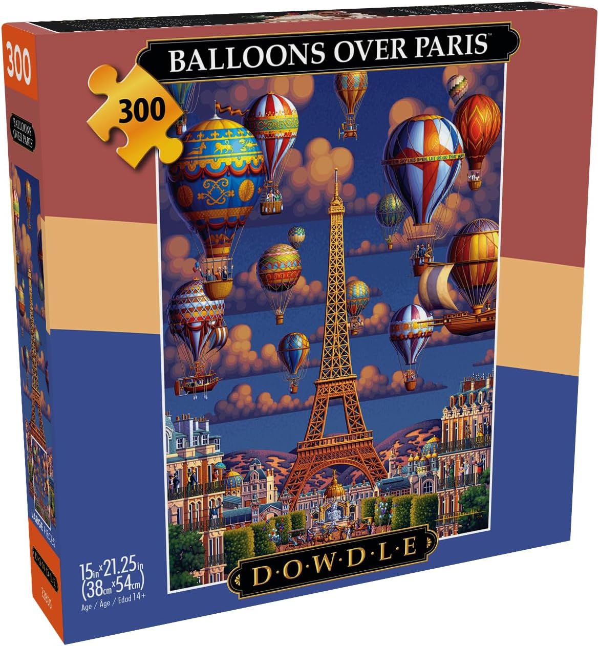 Balloons Over Paris, 300 Large Piece Jigsaw Puzzle for Adults, Challenging Puzzle Perfect for Game Nights, Finished Size 21.25 x 15.00