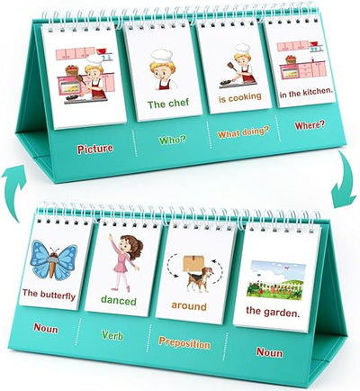 Sentence Building for Kids First 1st 2nd 3rd Grade, Speech Therapy Toys, Phonics Reading Games, For Kids Ages 6-8, Double-Sided Flip Stand Homeschool Supplies