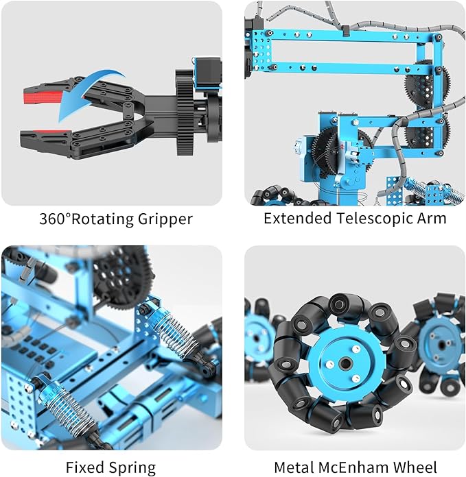 Robot Arm Building Toys, Remote Control Robotic Arm with 360ø Flexible Gripper and Wheels, STEM Educational Birthday Gifts Ideas for Kids Adults, 103Pcs Robot Arm Kit (with Gift) - Toyigo