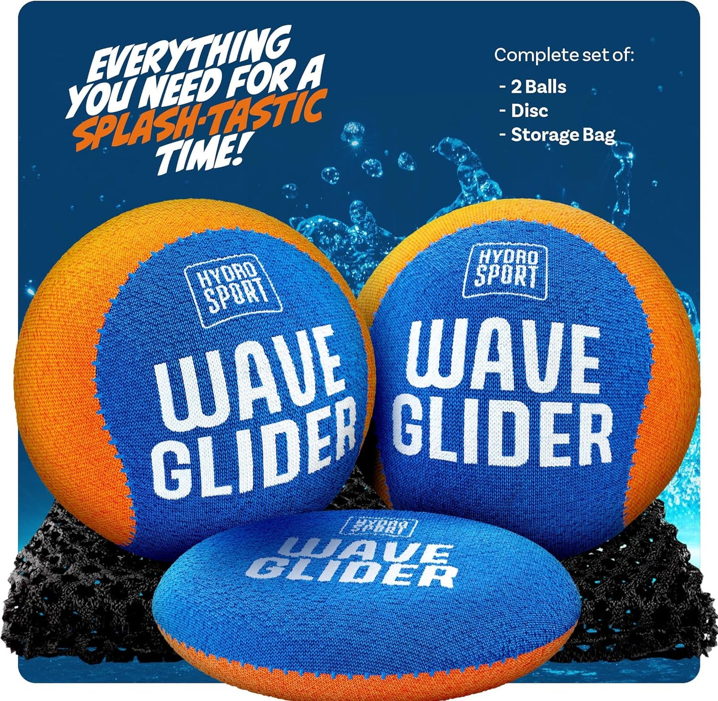 Wave Glider Water Skipping Ball Combo Set, Water Skip Sports for Beach, Pool, Ocean, Lake - Swim Travel Fun Toys & Games for Kids, Teens, Adults & Family, Swimming Walker Balls, Gifts for Boys