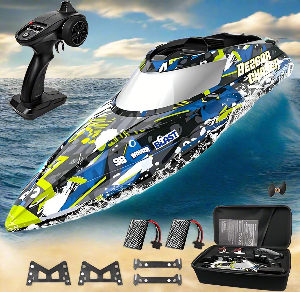 Remote control Boat, Fast Speed RC Boat 32+ KPH with A Portable Suitcase, Ideal Gifts for Kids Boys Age 6 7 8-12 Years Old, Summer Toys for Adults - Toyigo