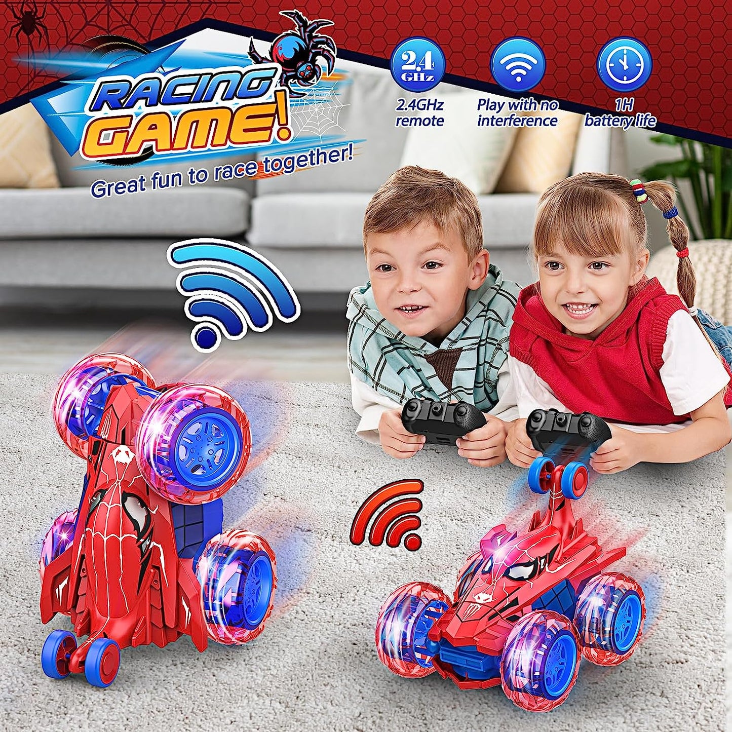 RC Stunt Cars, Remote Control Car, 3-10 Year Olds Boys, Cool Rechargeable Stunt RC Car, Dinosaur Car 360ø Rotate RC Dino Cars  with Wheel Light, 2.4Ghz Fast Stunt RC Truck, Fun Outdoor Toys Gifts for Kids Birthday Christmas 4-6 5-7 6-8 8-12 - Toyigo