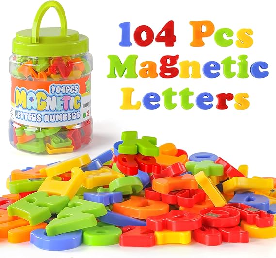 Magnetic Letters Numbers, Alphabet ABC 123 Fridge Magnets Plastic Educational Toy Set for Preschool Learning Spelling Counting Uppercase Lowercase Math Symbols for Toddlers Kids