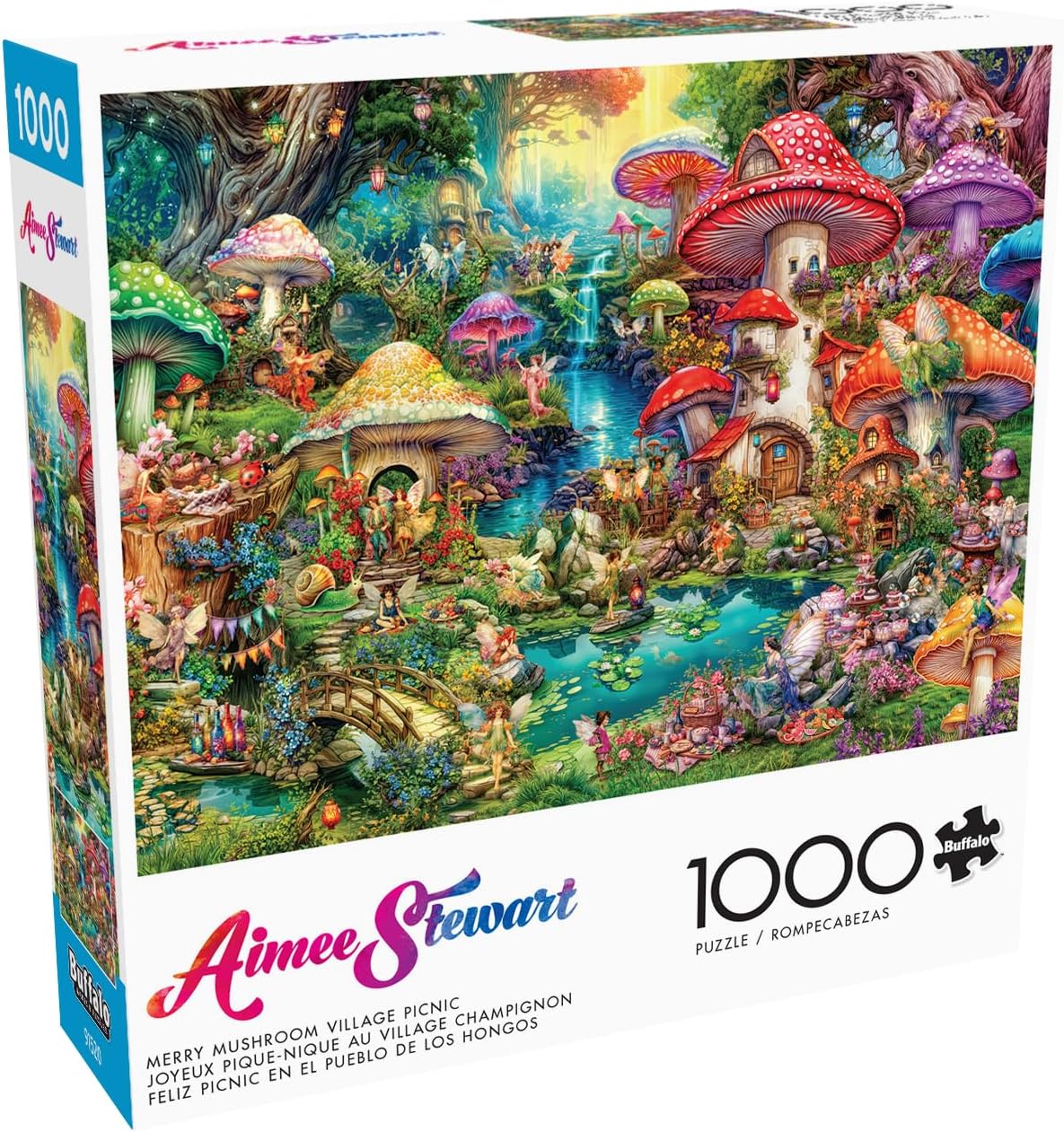 Aimee Stewart, Merry Mushroom Village Picnic, 1000 Piece Jigsaw Puzzle for Adults, Challenging Puzzle Perfect for Game Nights, Finished Size 26.75 x 19.75