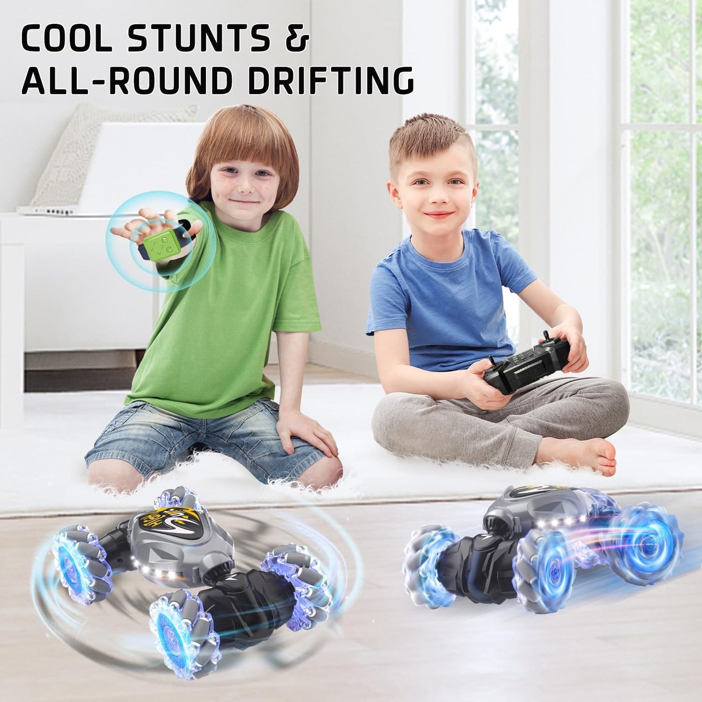 RC Cars, 2.4Ghz 4WD New Gravity Gesture Sensing Remote Control Car Toys, RC Stunt Twist Car Toys, RC Drift Car, for 6-12 yr Boys & Girls, with Light Music  for Kids Age 7 8 9 10 11 yr - Toyigo