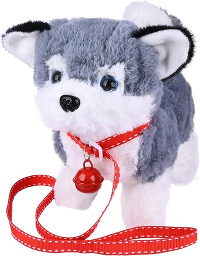 Toy Puppy Electronic Interactive Pet Dog - Walking, Barking, Tail Wagging, Stretching Companion Animal for Kids (Alaska Dog) - Toyigo