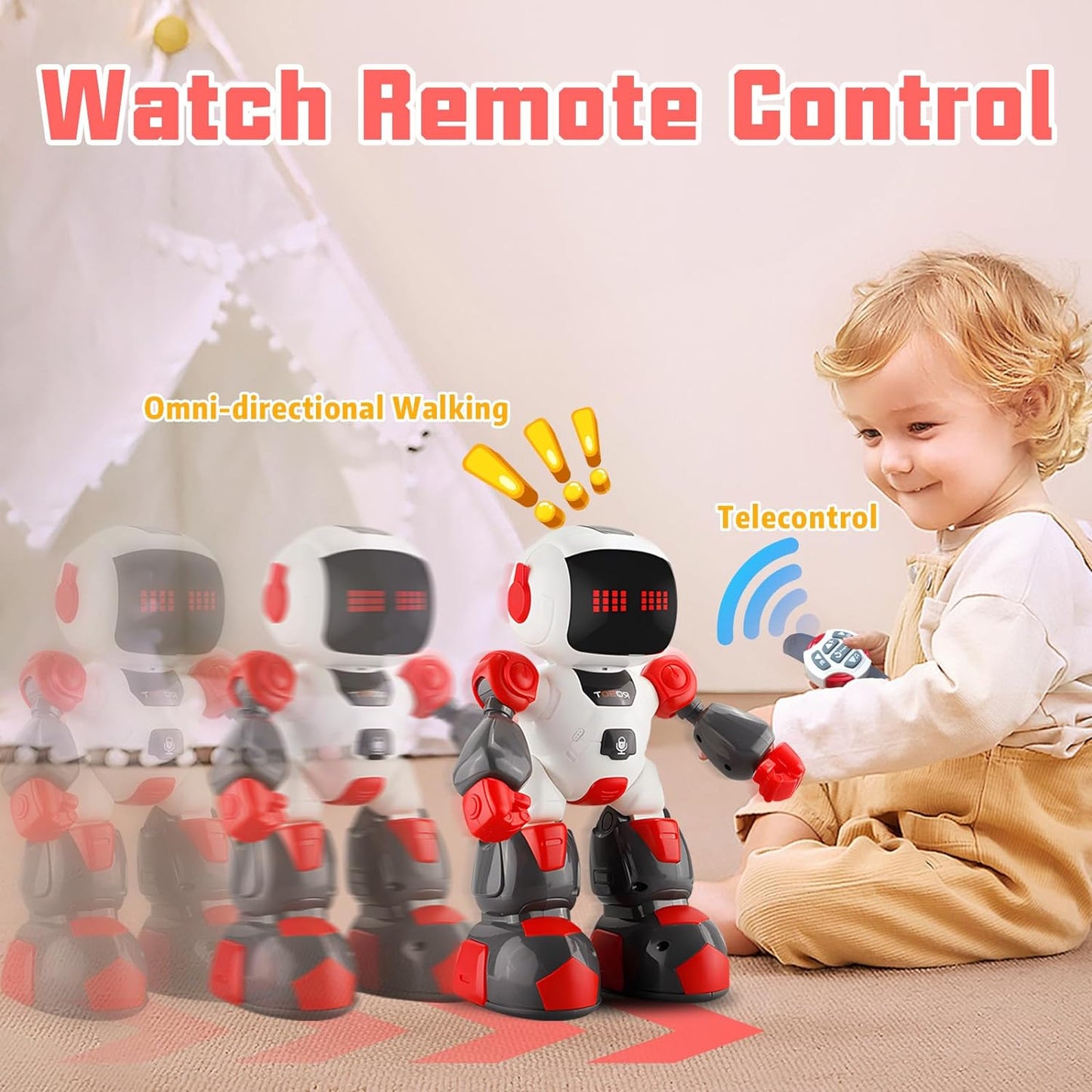 Robot Toys, Programmable Smart Remote Control Robot, Educational Robot LED Eyes and Voice Recording Function, Children Cool Tech Gifts Age 4 5 6 7 Boys for Kids