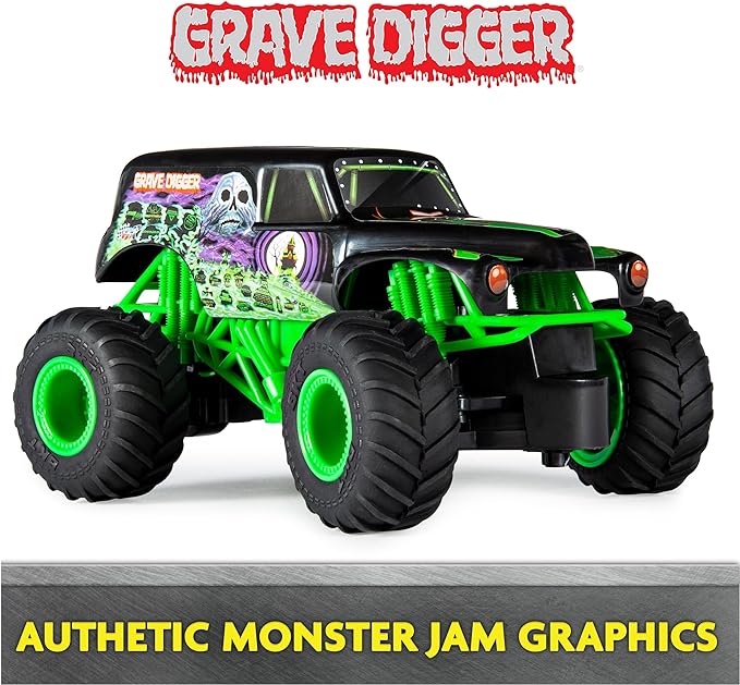 Remote Control Monster Truck, Monster Jam Official Grave Digger Remote Control Monster Truck, 1:24 Scale, 2.4 GHz For Kids - Toyigo