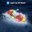 Remote control Boats, 2Pack LED Light RC Boat for Pools and Lakes, Rechargeable Battery, Low Battery Alarm, Bathtub Toy Boats with Whole Body Waterproof - Toyigo