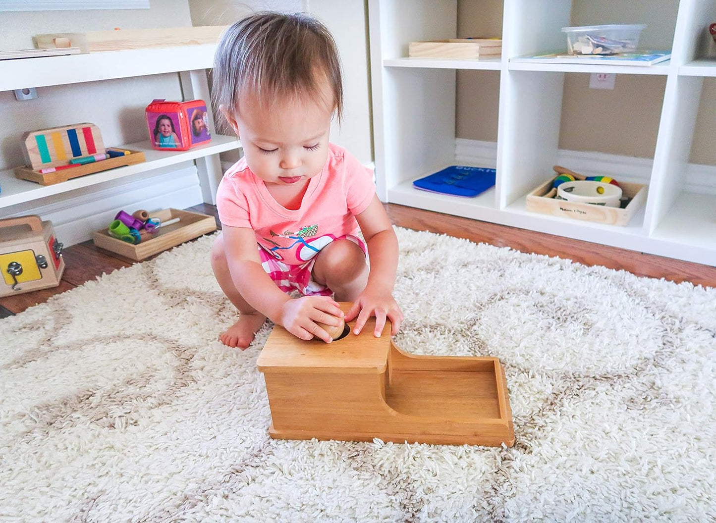 Montessori Object Permanence Box, Wooden Ball Drop Toy for Babies 6-12 Months, Develops Spatial Awareness & Cognitive Skills, Engaging and Educational Roll and Play Toy up to 1 Year Old