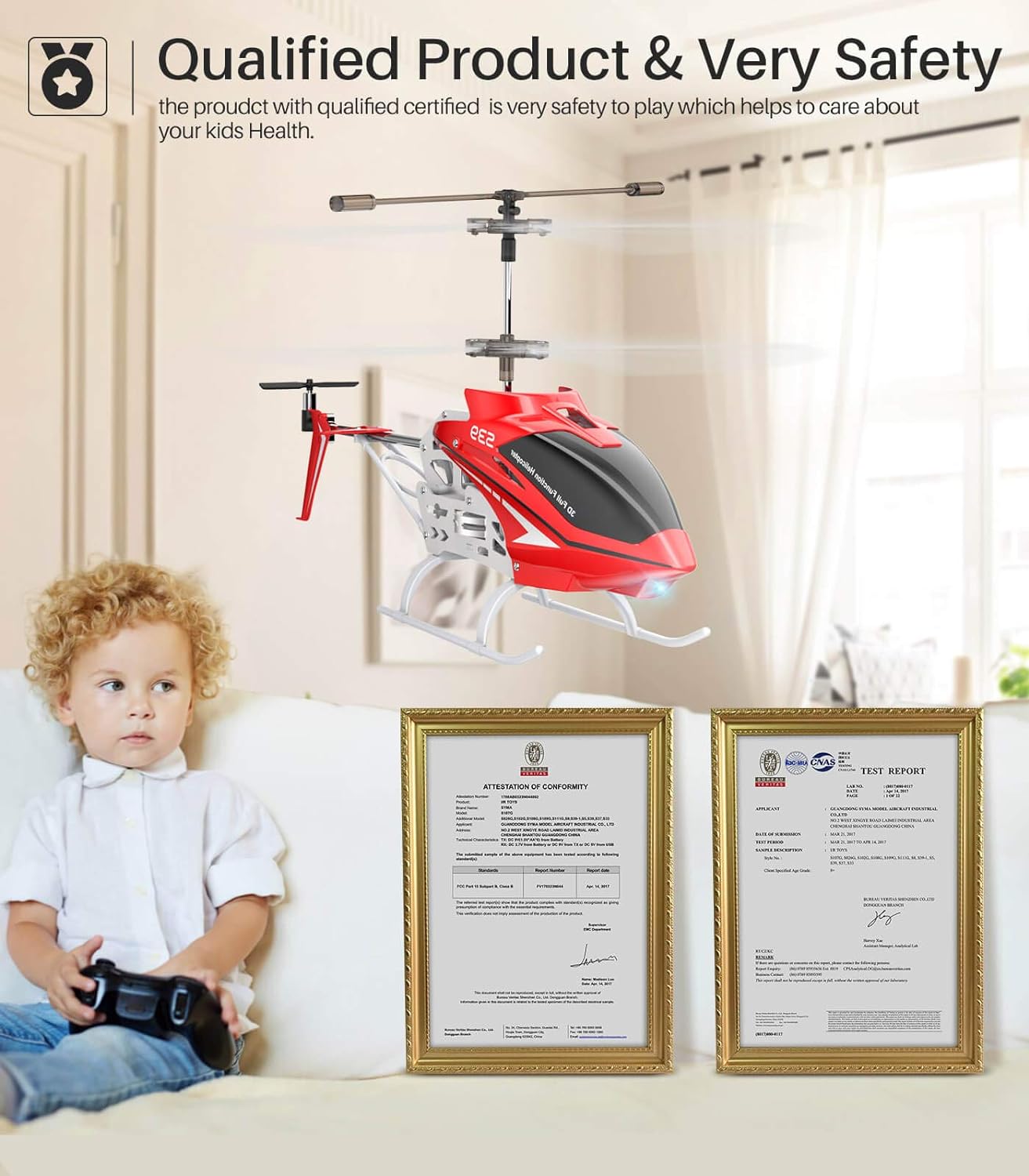 RC Helicopter, S39 Aircraft with 3.5 Channel, Bigger Size, Sturdy Alloy Material, Gyro Stabilizer and High&Low Speed, Multi-Protection Drone for Kids and Beginners to Play Indoor-Red - Toyigo