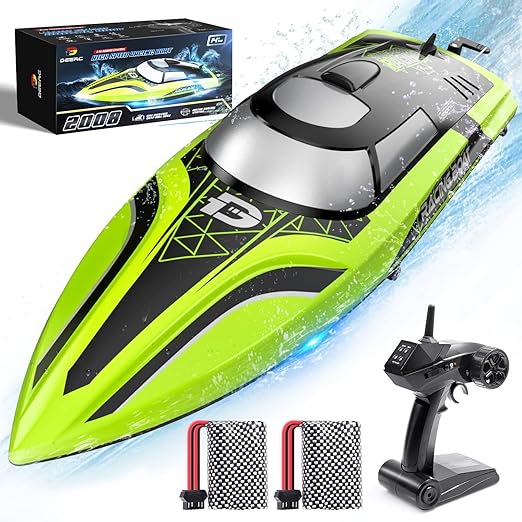 Rc Speed Boat, 30+ Mins, Self Righting Remote Control Boat for Pools & Lake, 2 Battery, Pool Toys for Kids, Radio Controlled Watercraft, 20+ MPH, 2.4GHz Racing Boat - Toyigo