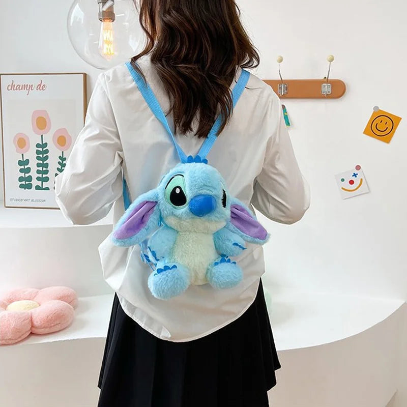 Cute Cartoon Plush Backpack, Kawaii Style Schoolbag, Cartoon Stitch Shoulder Bag, Autumn/Winter Style Bag, Soft Toy Bags Birthday Gifts for Kids adults - Toyigo