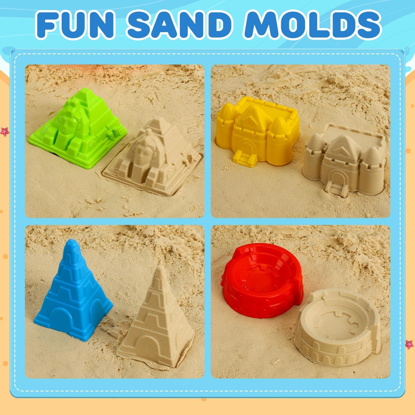 Collapsible Beach Toys, Sand Toys for Toddler Kid with 3 Collapsible Sand Bucket Shovel Molds, Sandbox Toy for Kid Toddler, Travel Beach Foldable Bucket for Age 3-4-5-6-8-10