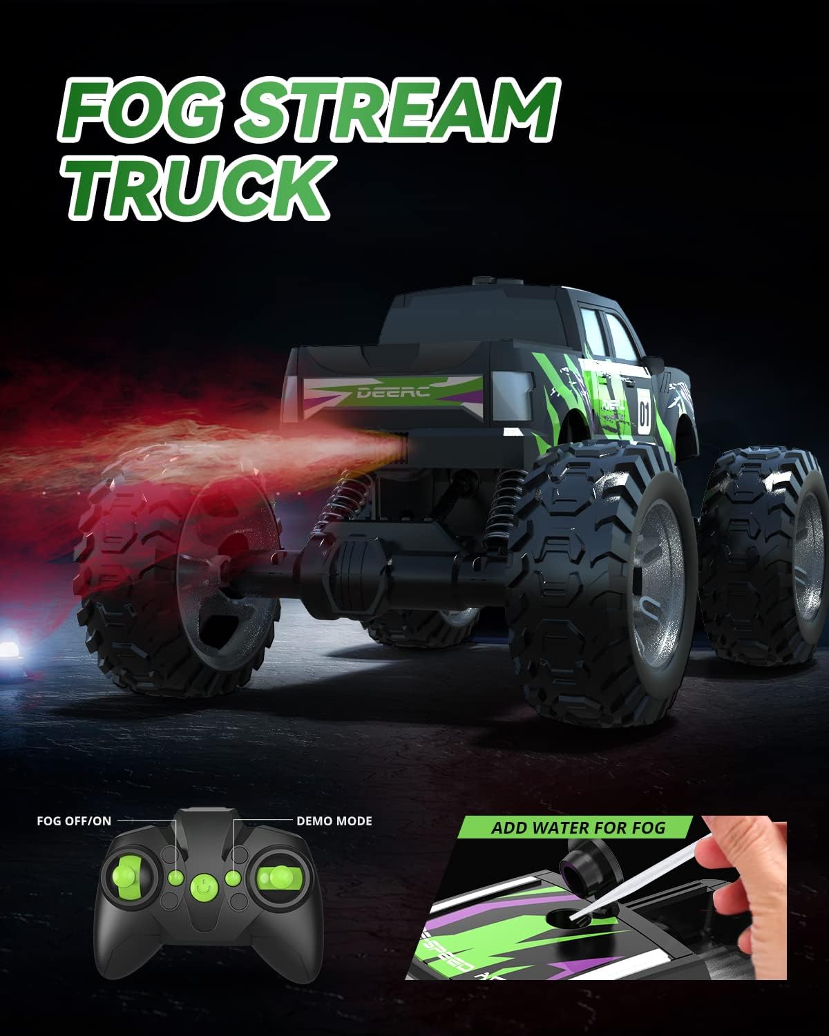 Remote Control Car, Remote Control Car, with Fog Mist & Lights, 1:16 Monster Trucks for Boys, 2.4Ghz RC Car Toy, 70+ Min Play, 4WD Remote Control Car with Fog Mist & Lights, Toy Vehicle for Kids and Adults - Toyigo