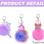 Animal Pom Pom Keychain Cute Fluffy Key, 3 Pieces Ring Unicorn Keychain for Women Bag Accessories