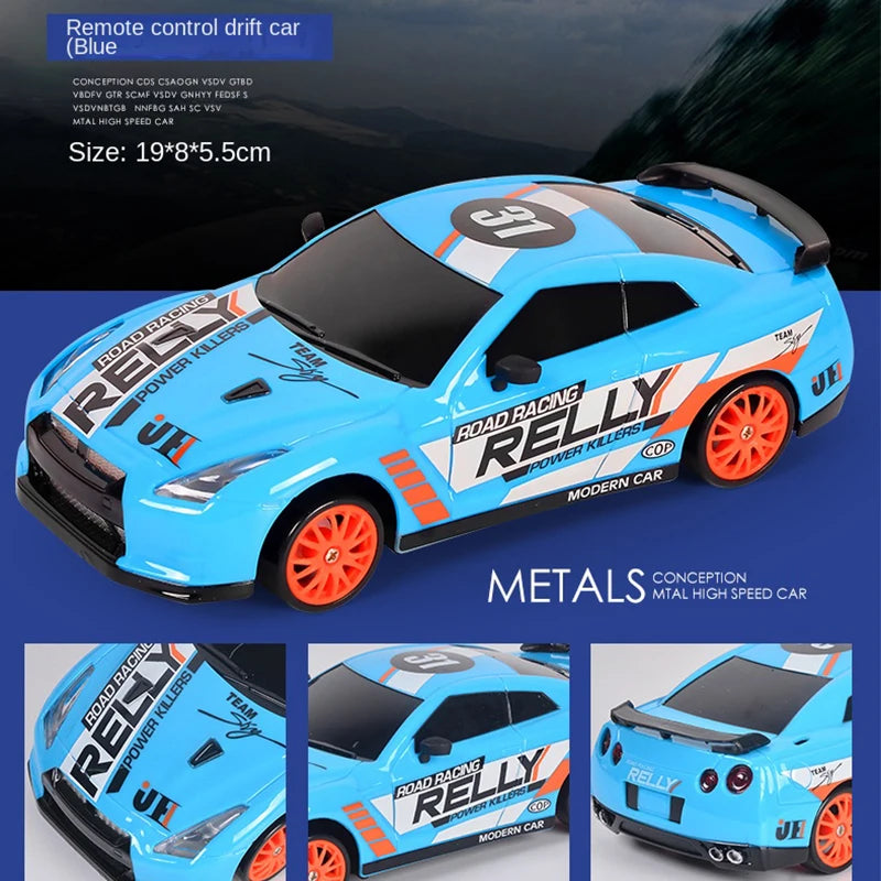 RC Car, RC Drift Car 1/24 2.4GHz 4WD Remote Control Sport Racing On-Road Vehicle with LED Light, Professional Racing Toys GTR Model AE86 for Children's - Toyigo