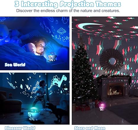 Night Light Projector, Night Light for Kids Room with Remote and Timer, 360ø Rotation, 3 Projection Films, 17 Light Modes, 9 Lullaby Songs, Kids Night Light, Birthday Christmas Gifts for Boys Girls