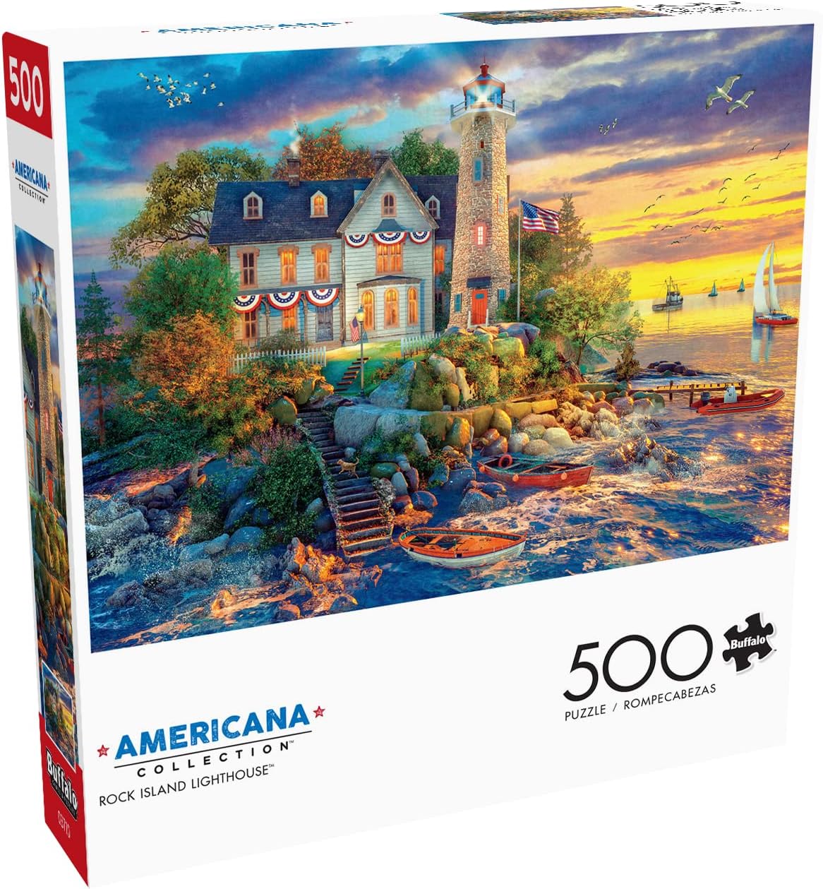 Dominic Davison - Rock Island Lighthouse - 500 Piece Jigsaw Puzzle