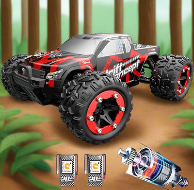 RC Cars 300E 60KM/H High Speed Remote Control Car, All Terrain Off Road Truck with Extra Shell 2 Battery, 4WD 1:18 Scale Monster Truck for Kids Adults, 40+ Min Play Car Gifts For Boys - Toyigo