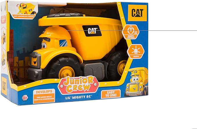 Remote Control Truck, CAT Construction Toys, Junior Crew Lil' Movers Remote Control Truck, RC Car + Dump Truck, Working Headlights, For Kids - Toyigo