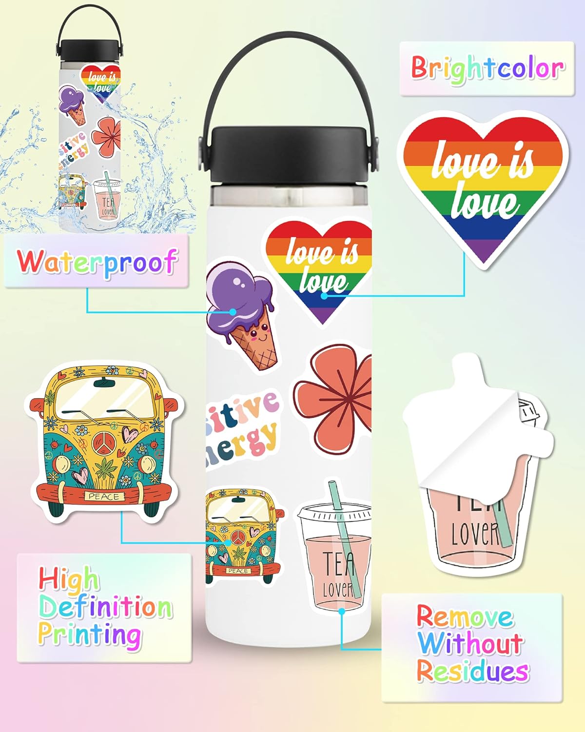 Sticker for Water Bottles, 300 Pcs Pack Cute Vinyl Waterproof Vsco Laptop Stickers for School Students Classroom Teachers Prizes Stickers for Kids Teens Girls