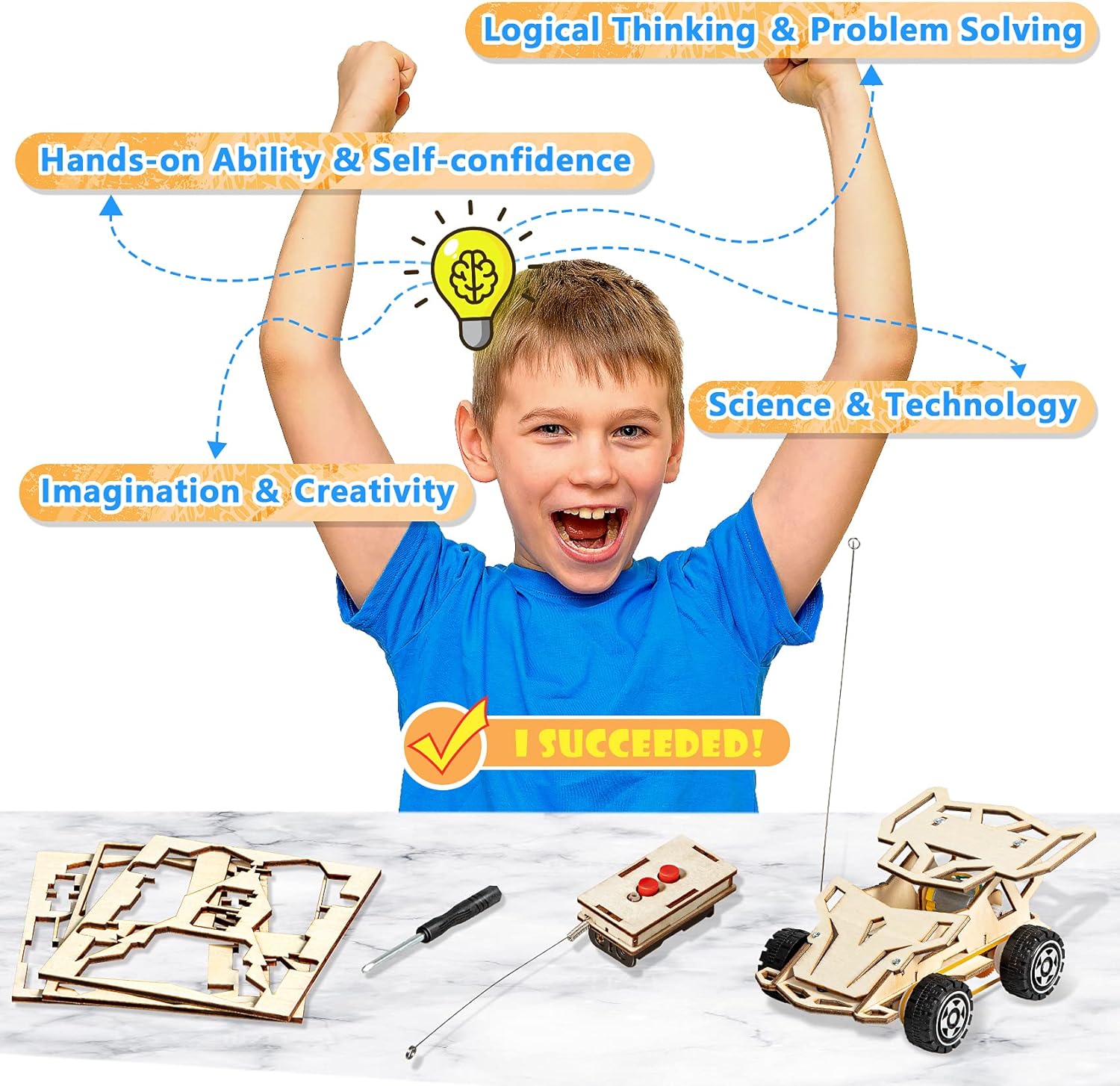 STEM Projects Science Kits Crafts for Kids Ages 8-12, DIY Model Cars Kit Educational Building Toys for 6 8 10 Year Old Boys Toys Age 6-8-10-12, Kids Toys for 6 7 8 9 10 Year Old Boys Gifts - Toyigo