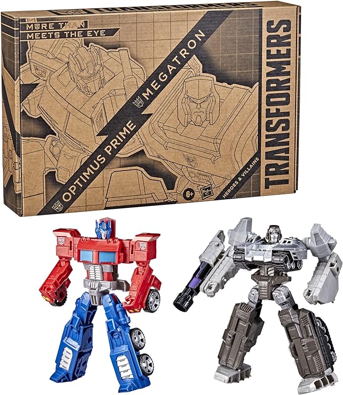 Transformers Toys Heroes and Villains Optimus Prime and Megaton 2-Pack Action Figures - for Kids Ages 6 and Up, 7-inch