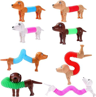 Animal pop Tubes,Toys for Kids,Toddler Travel Toys,Toddler Sensory Toys,figette Toys,Fidget Toys for Kids, Small Toys, Treasure Box prizes, Little Toys, Small Toys for Kids prizes?4 Pack Dog?